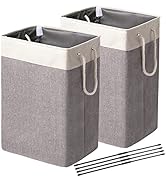 ELONG HOME Laundry Basket 2 Pack, 75L Laundry Hamper with Support Rods and Rope Handles, Freestan...