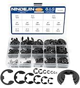 NINDEJIN 395PCS Retaining Rings E-Clip Assortment Set, 13 Sizes, Carbon Steel External Snap Ring,...
