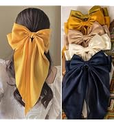 Satin Hair Bows 5 PCS Claw Clip for Women Girls,Premium black Bow-knot Hair Clips for Women Thick...