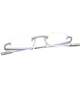 Rimless Clear Bifocal Reading Glasses Blue Light Blocking Readers for Men and Women Unisex Spring...