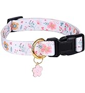 Cotton Handmade Dog Collar for Small Medium Large Dogs,White Flowers with Pendant Cute Dog Collar...
