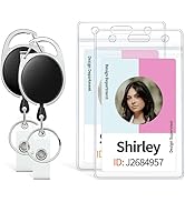 Uniclife Badge Holder Vertical Clear Plastic Case with Retractable Badge Reel Carabiner Clip Soft...