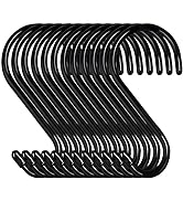 12 Pack S Hooks Heavy Duty, 4 Inch Large Vinyl Coated S Hooks for Hanging Plants,Black Rubber Coa...