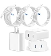 iPhone 15 16 17 Pro Max Charger Fast Charging,3 Pack 45W Dual Port USB C Charger Block with 3/6/1...