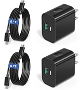 2-Pack USB-C Charger,20W Dual Port PD3.0 & QC3.0 Fast Charger Block + 6FT USB C Cable Cord,Type C...