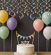 HonuGoGo 48PCS Pastel Paper Swirl Decorations Hanging Ceiling Streamers for Birthday, Spring, Bri...