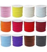 12rolls Colored Elastic Stretch String Assortment 2mm 300ft Elastic Round Beaded Cord Small Bunge...