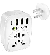 World to US Plug Adapter with 3 USB & 1 PD Type-c Quick Fast Charger Ports, LENCENT Type B Europe...