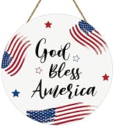 4th of July Decorations Patriotic Wreath American Flag God Bless America Sign Wooden 4th of July ...
