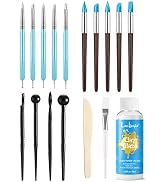 17PCS Silicone Clay Sculpting Tools, Dual-Ended Dotting Tools Set with 1.7 FL OZ Air Dry Clay Gla...