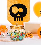 HANZE Pumpkin Shaped Container with Lid, Plastic Pumpkin Jar for Candy, Treats, Spices, and Teach...