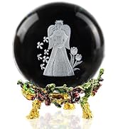 ZEERSHEE 2.3in 3D Crystal Guardian Mother Angel Ball Figurine with Rose Base Laser Engraved Glass...