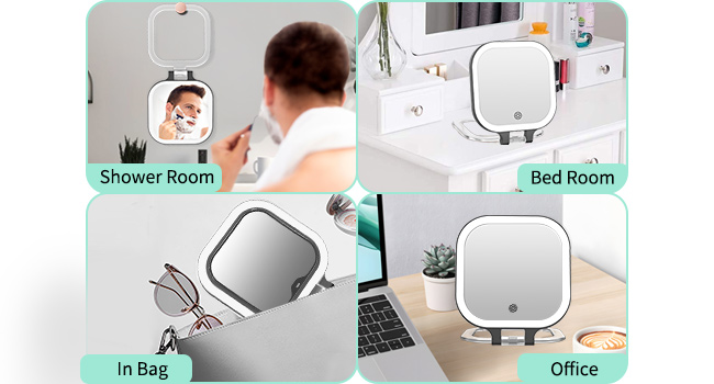 lighted travel mirror with magnification
