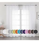 OWENIE White Sheer Curtains 72 Inches Long 2 Panels, Transparent Voile Sheer White Curtains Doubl...
