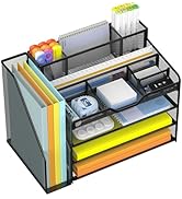 Docnest 4 Tier Mesh Desk Organizer with File Holder – Multi-Functional Paper Letter Tray with 5 A...