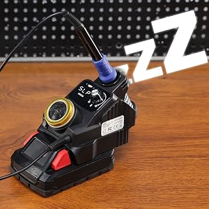 WEP 937D-I 3 cordless soldering station automatically enters sleep mode after non-use for longer.