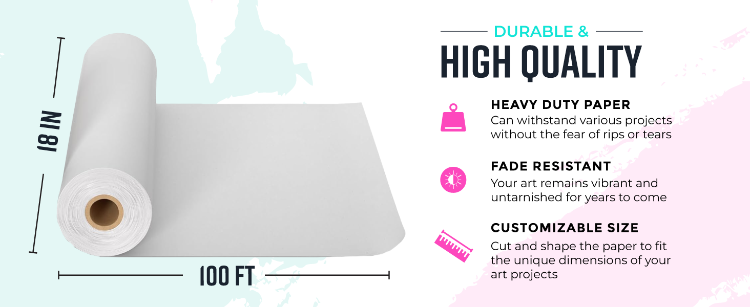 18" x 100' Arts & Crafts - White