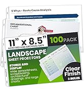 100 Sheet Protectors, Landscape Clear Page Protectors 8.5 X 11 Inch for 3 Ring Binder, Plastic Sh...