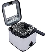 Electric Deep Fryer with Basket 1000W Countertop Deep Fryer Stainless Steel 2.64Qt Oil Capacity, ...