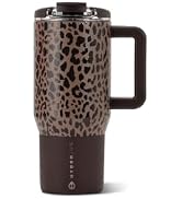 HydroJug Coffee Traveler 20oz Ceramic-Lined Mug with Handle, Brown Leopard