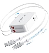 65W for MacBook Pro Charger,5-in-1 Retractable Wall Charger Plug for iPhone 17, 3.94 ft PD USB C&...