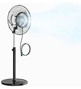 ROVSUN 18" Pedestal Misting Fan with Detachable Spray Ring, Industrial Outdoor Standing Mist Fan ...