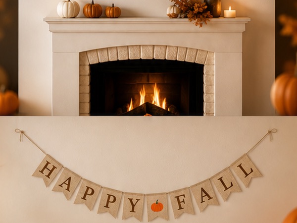 Happy Fall Pumpkin Burlap Banner