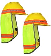 Evridwear High Visibility Neck Sun Shield with Reflective Stripe, Safety Hard Hat Shade with Brea...