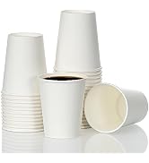 AOZITA [120 Pack 8 oz Disposable Paper Coffee Cups, White Paper Hot/Cold Beverage Drinking Cup fo...