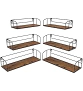 Giftgarden 6 Pack Floating Shelves for Wall Mounted, Bulk Rustic Hanging Storage Wall Shelf for B...