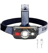 ODEAR Headlamp, Rechargeable LED Flashlight, Motion Sensor Bright Headlight | White Red Light Hea...