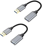 Short USB Extension Cable 6 inch 2 Pack, USB A 3.0 Extender Male to Female Cord Braided Compatibl...