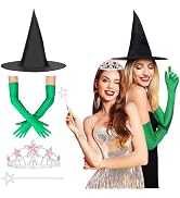 Bensbl Elphaba and Glinda Costume Set Princess Crown Wand and Witch Hat glove for Women Movie Wiz...