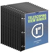 WOT I Telescoping 3 Ring Binder 1 Inch 12PCS Black, Flexible Binder with Expandable Spine+Customi...