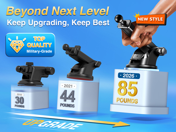 Text reads 'Beyond Next Level' and 'Keep Upgrading, Keep Best.' Product showcase displaying evolution of skateboard truck designs with numerical ratings 30, 44, and 85.