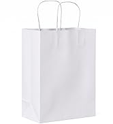 FACEBAG 50-Pack White Kraft Paper Gift Bags: 8x4.25x10.5 Inches, Paper bag with handles, Gift bag...