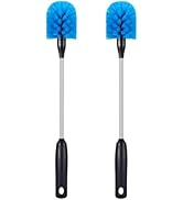 MOSOLAN Stainless Steel Bottle Brush, 2 Pack Long Handle Scrubbing Brush with Removable Head for ...