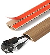 DELAMU Floor Cord Cover Self Adhesive Cord Hider, 5FT Cord Covers for Wires on Floor, Easy Cut Co...