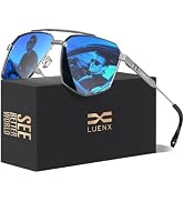 Luenx Aviator Polarized Men Sunglasses Women Square UV400 Driving | Large Head Fit,Adjustable Nos...