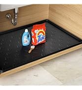 Under Sink Mat 34" x 22" Waterproof Kitchen Cabinet Mat, Flexible Under Sink Liner, Kitchen Bathr...
