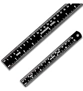 Zotemo Metal Ruler Kit 12 Inch and 6 Inch, Stainless Steel Rulers with Centimeters, Inches and Co...