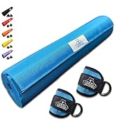 Bear Grips Barbell Pad & Ankle Straps for Cable Machine Combo EVA Foam with Cover Squat Pad and B...