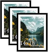 Picrit 14x18 Picture Frame 3 Pack, Black Poster Frame, Display Poster 12 x 16 with Mat or 14 x 18...