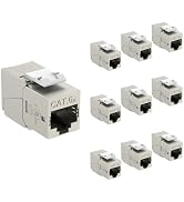 Tecmojo UL Listed 10Gbps Cat6A Shielded Keystone Jack Insert 10 -Pack, 180 Degree Punch Down RJ45...