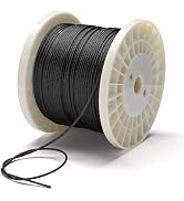 Yescom 500FT 1/8" Stainless Steel Cable Wire Rope T316 7x7 Aircraft Strand for DIY Decking Black ...