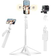 Professional Phone Tripod Stand with Wireless Remote & Ring Light, Adjustable Heavy Duty Selfie S...