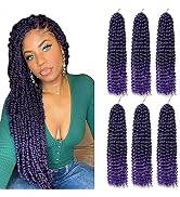 6 Packs Passion Twists Hair 18inch Ombre Purple Water Wave Crochet Hair for Butterfly Soft Locs S...