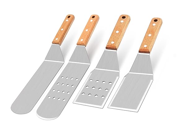 Wooden Griddle pancake flipper with Small burger Spatula