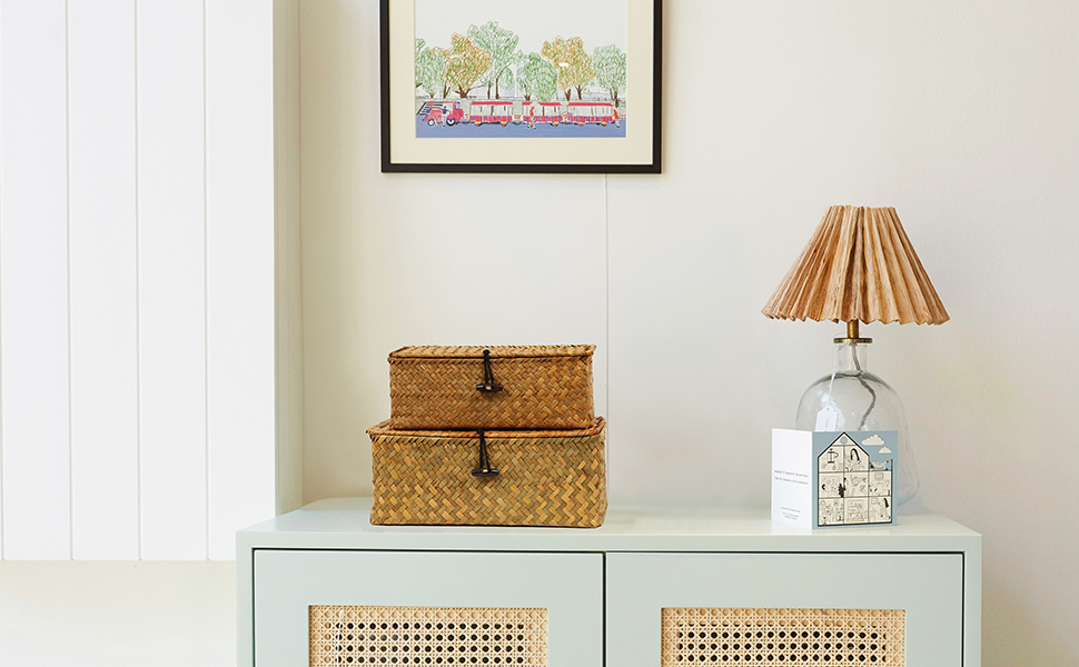 Wicker Storage Basket with Lid
