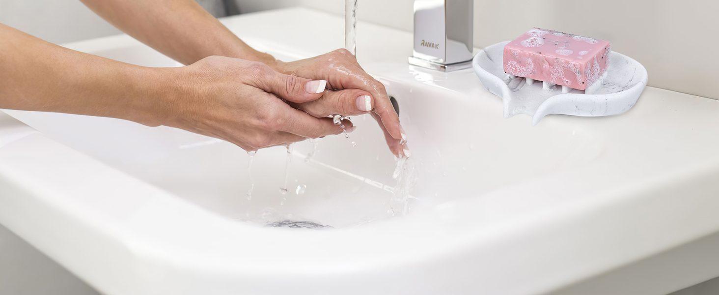Self Draining Soap Dish with Marble Finish